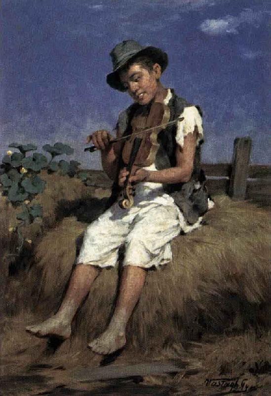 Gyorgy Vastagh Fiddler Gypsy Boy Germany oil painting art